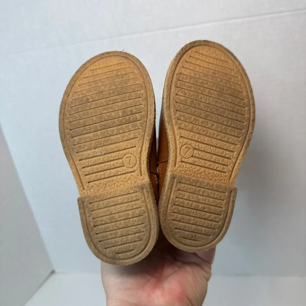 Cat & Jack Toddler Girls Cognac Brown Faux Leather Buckle Boots Size 7